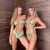occidental style Split  Swimsuit woman print belt backless sexy bikini