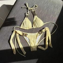 occidental style sexy Split  Swimwear chain bikini Swimsuitbikini