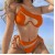 occidental style sexy Split  Swimwear chain bikini Swimsuitbikini