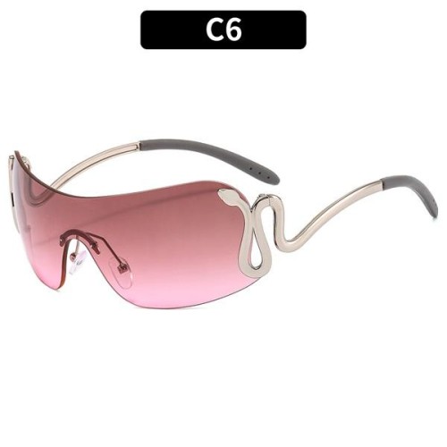 (C  silver frame  gray  pink Lens )occdental style sunglassY fashon snake Sunglasses man woman sunglass