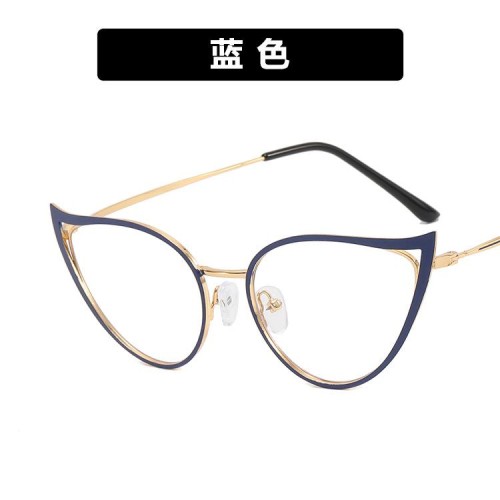  hollow cat Ant blue lght Eyeglass framens woman occdental style fashon trend Metal spectacles