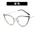  hollow cat Ant blue lght Eyeglass framens woman occdental style fashon trend Metal spectacles