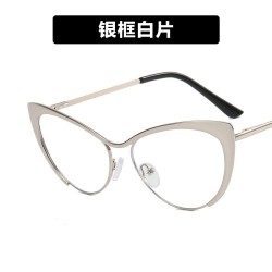  leather occdental style three cat Metal Eyeglass frame Ant blue lght spectacl..