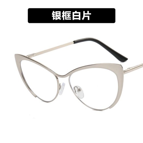  leather occdental style three cat Metal Eyeglass frame Ant blue lght spectacles