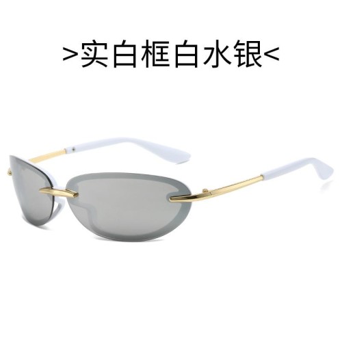  MetalY Ellpse Sunglasses woman  fashon sde cut sunglass