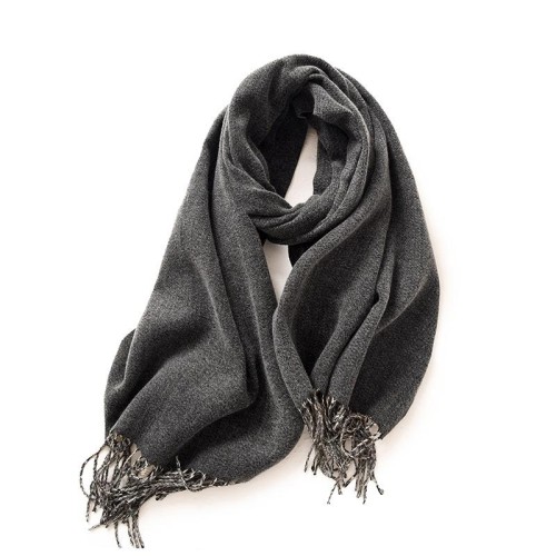 (66cm*180cm)( Dark grey)Double surface pure color scarf woman fashion imitate sheep velvet tassel warm