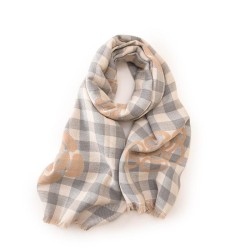 scarf woman high Autumn and Winter warm grid scarf print tassel medium long sc..