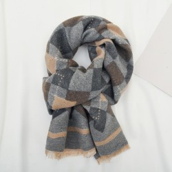 rhombus child scarf man woman Winter imitate sheep velvet warm thick wind Coll..
