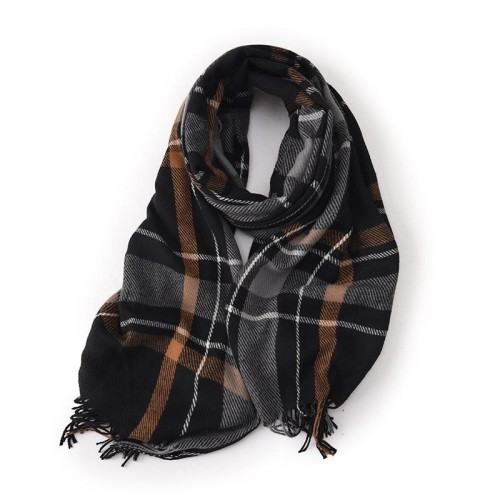  grid imitate sheep velvet tassel scarf woman Winter warm all-Purpose shawl two student lovers Coll