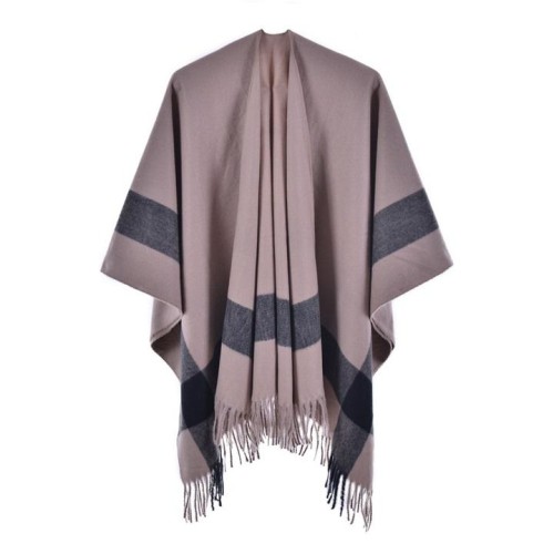Autumn and Winter woman knitting Double surface big shawl occidental style brief grid sheep velvet w