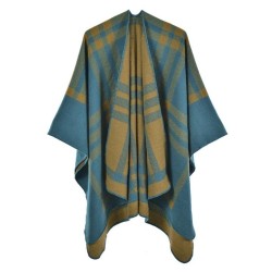 classic lady shawl four all-Purpose thick imitate sheep velvet slit grid wind