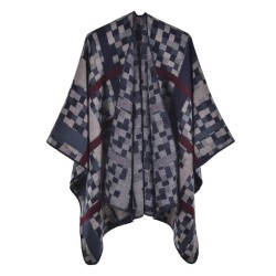 lady shawl four warm imitate sheep velvet knitting wind classic grid scarf