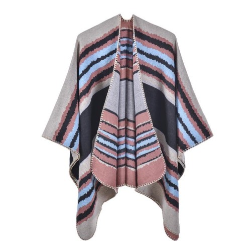 retro Autumn and Winter shawl Nepal wind imitate sheep velvet Jacquard warm slit scarf