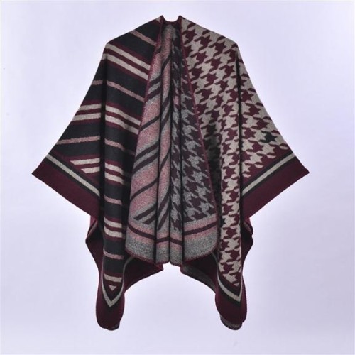 scarf shawl Autumn and Winter lady retro houndstooth thick Jacquard imitate sh