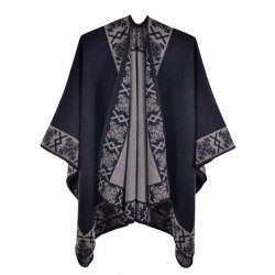 lady slit shawl Autumn and Winter ethnic style imitate sheep velvet thick warm..