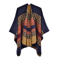 Autumn and Winter retro imitate sheep velvet shawl Stripe houndstooth occident..