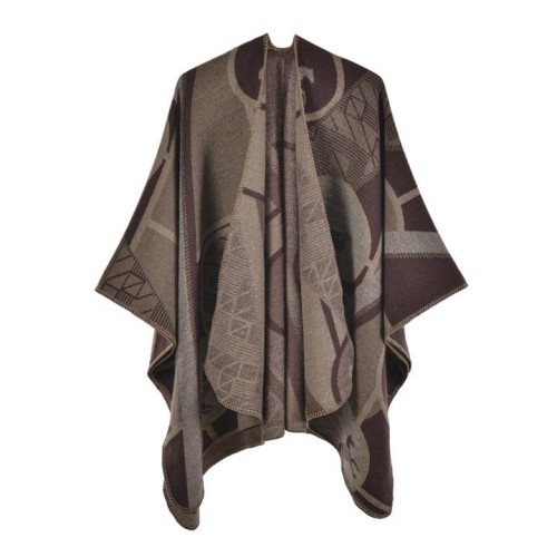 Autumn and Winter warm shawl occidental style lady thick imitate sheep velvet slit wind cardigan