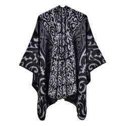 lady shawl retro Jacquard warm slit shawl
