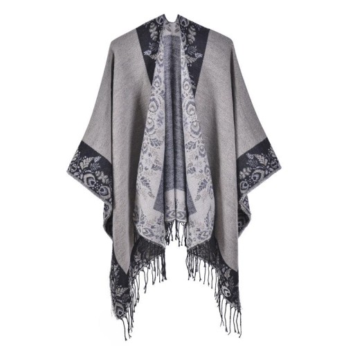 slit shawl occidental style Autumn and Winter imitate sheep velvet warm tassel scarf