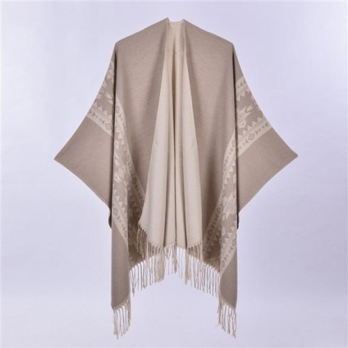Autumn and Winter shawl scarf Jacquard tassel knitting wind retro Nation