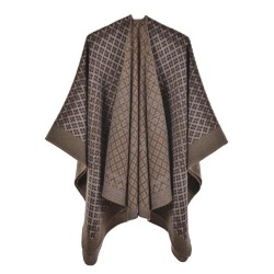 lady shawl retro                   grid imitate sheep velvet slit shawlWsh