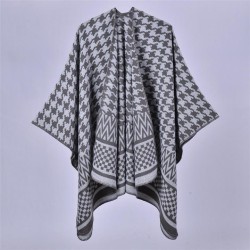 woman Autumn and Winter warm shawl occidental style classic houndstooth knitti..