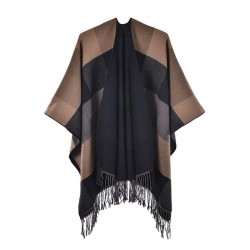 lady tassel grid shawl Nation wind Autumn and Winter new big travel thick scar..