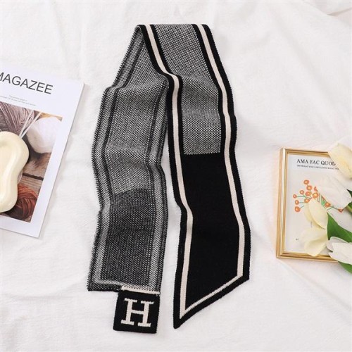 (12*125cm)(ZC  black and white)Autumn and Winter scarf woman Korea samll houndstooth Collar samll long knitting samll s