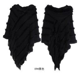 cloak occidental style autumn Winter shawl woman pure color hooded sweater kni..