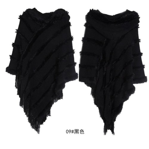 cloak occidental style autumn Winter shawl woman pure color hooded sweater knitting hedging shawl