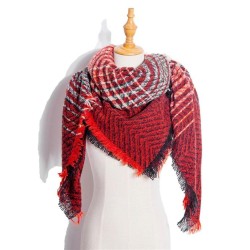 head occidental style shawl Collar autumn Winter big grid triangle scarf