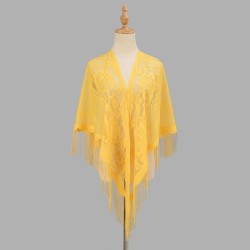  hollow color draughty tassel triangle shawl woman  head fashion scarf