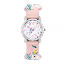 ( Pink) watch  lovely pattern quartz watch  color plastc belt boy grl wrst-wat..