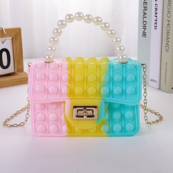 Mobile phone bag, zero wallet children bubble pearl portable chain silicone ba..
