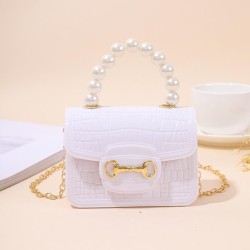 ( white)lady shoulder handbag woman fashion Pearl chain portable Mini samll ba..