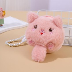 three velvet cartoon coin Purse woman  creative cartoon Coin bag bag  Pearl ro..