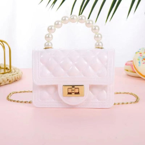 ( white)handbag candy colors shoulder messenger  Mini chain key coin samll bag Pearl  Jelly bag