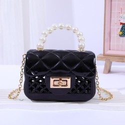  handbag fashion Pearl portable chain portable Mini hollow  Jelly bag
