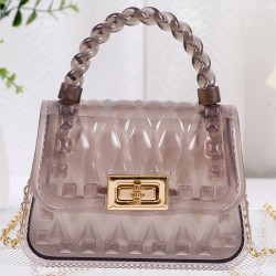 ( black)Jelly bag woman bagPV transparent Mini bag Rivet samll bag chain bag