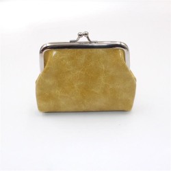 PU oil wax leather  buckle coin Purse  lady short style samll coin bag  creati..