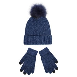 knitting lady  woolen hat gloves set  thick warm Autumn and Winter