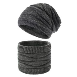 lady knitting velvet hat set  rhombus knitting woolen hat two man