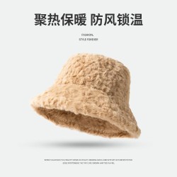 (56-59cm)(  camel)big head Bucket hat woman Winter warm Korean style all-Purpo..