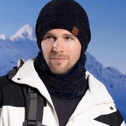 Winter warm knitting Outdoor velvet hat set woolen