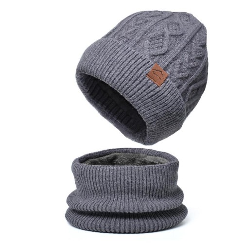 Winter warm velvet hat gloves set woolen occidental style man knitting