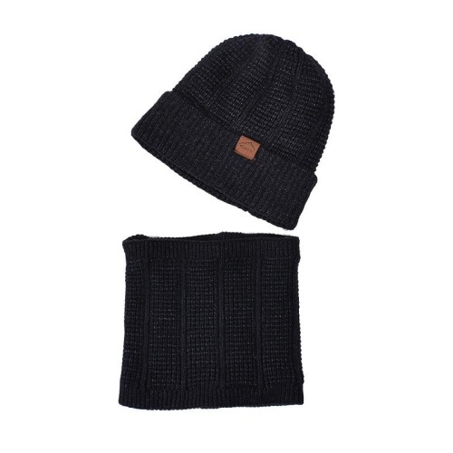 Winter velvet thick hat set warm woolen occidental style man knitting