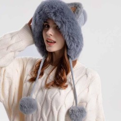 Winter lovely knitting woman cartoon cat hedging velvet thick warm hat