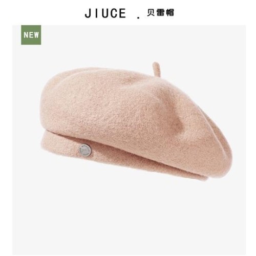 (M56-58cm)( Pink)samll high-end wool hat woman Autumn and Winter retro all-Purpose samll