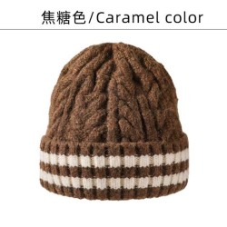 hat man Korea thick retro twisted Stripe knitting wind warm woolen hat
