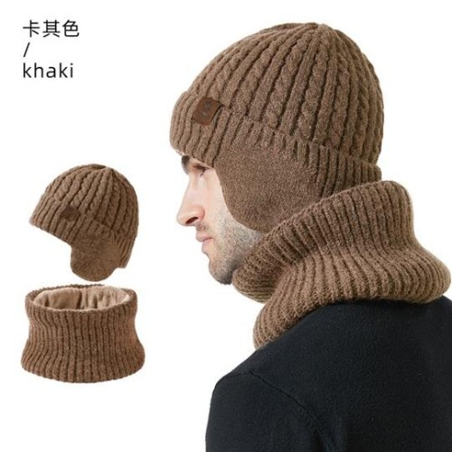 Winter man woman knitting hat two big head twisted warm
